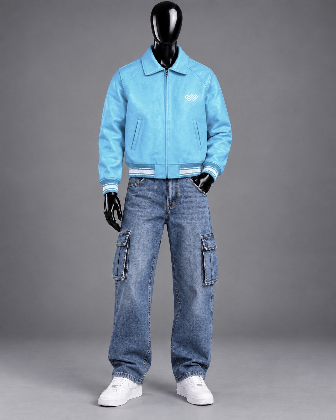 Wleti Glacier Blue Faux Leather Jacket