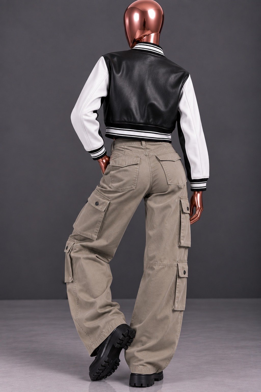 Wleti Noir League Faux Leather Varsity Jacket