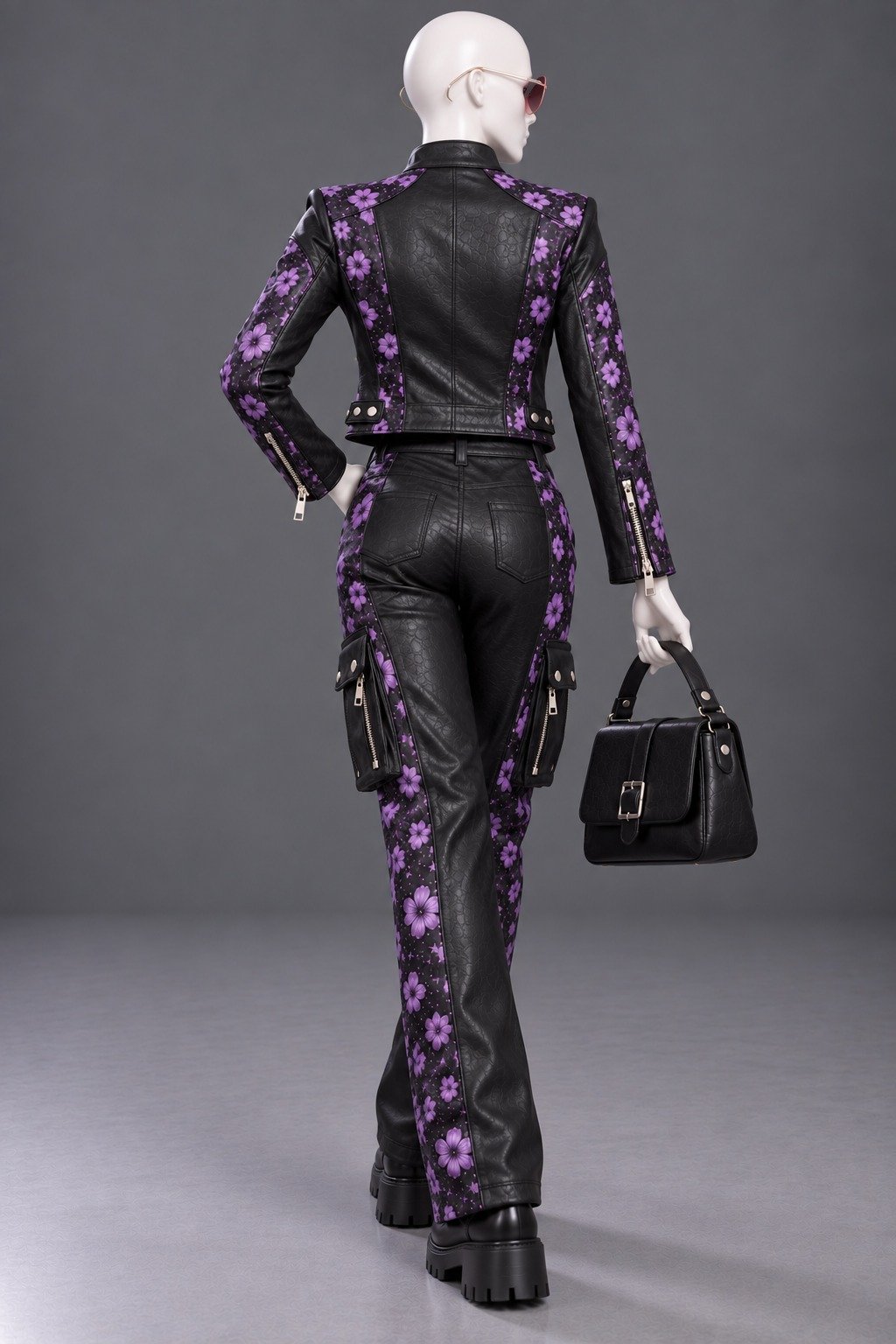 Wleti Violet Circuit Faux Leather Jacket