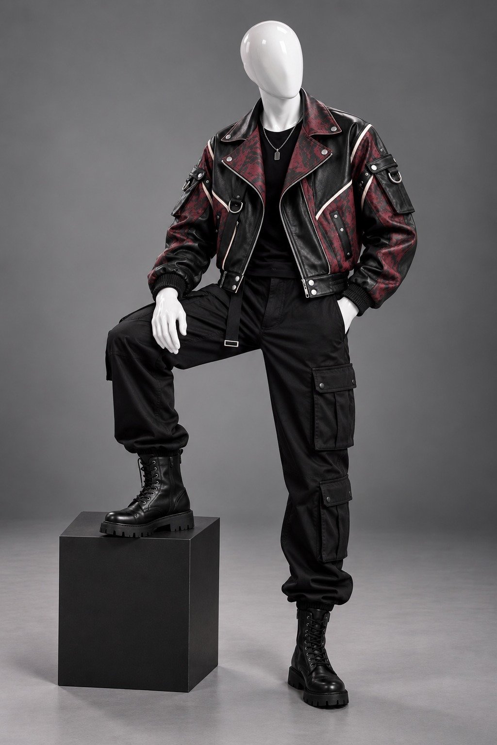 Wleti Merlot Noir Faux Leather Jacket