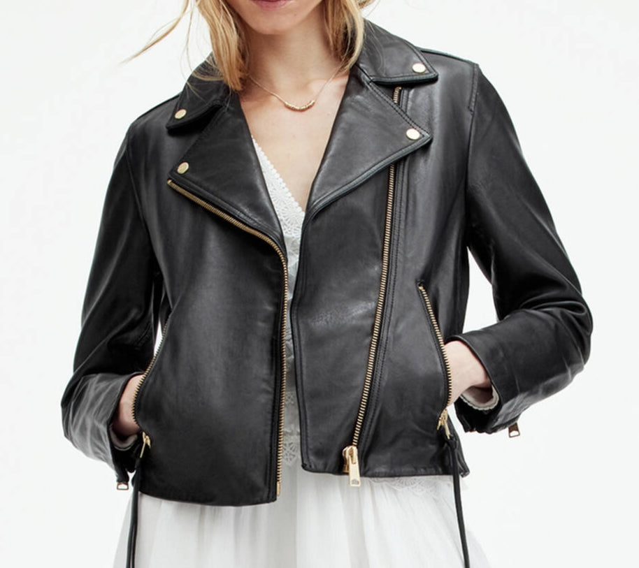 Black Slim Fit Leather Biker Jacket