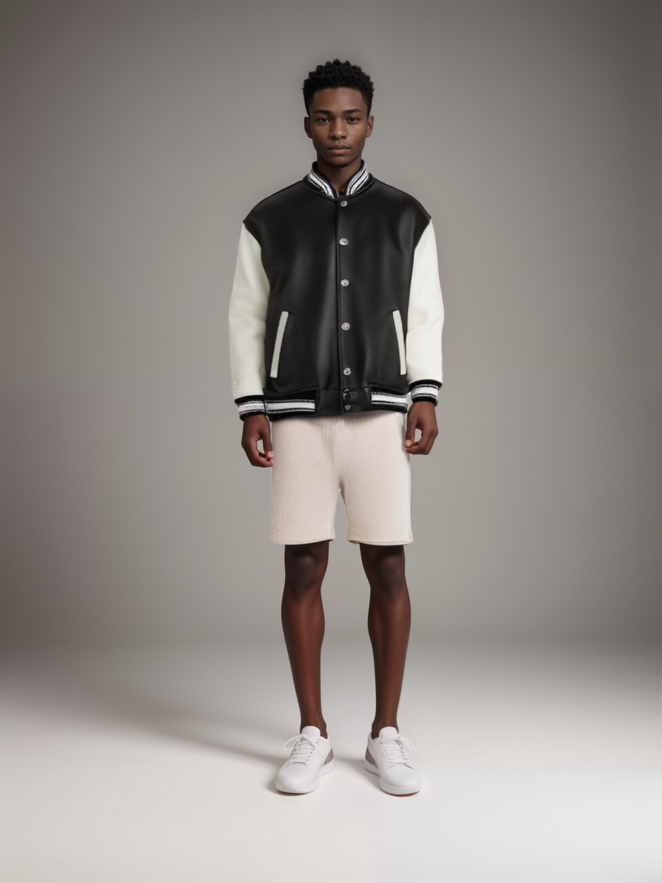 Dune-Leather Varsity Jacket