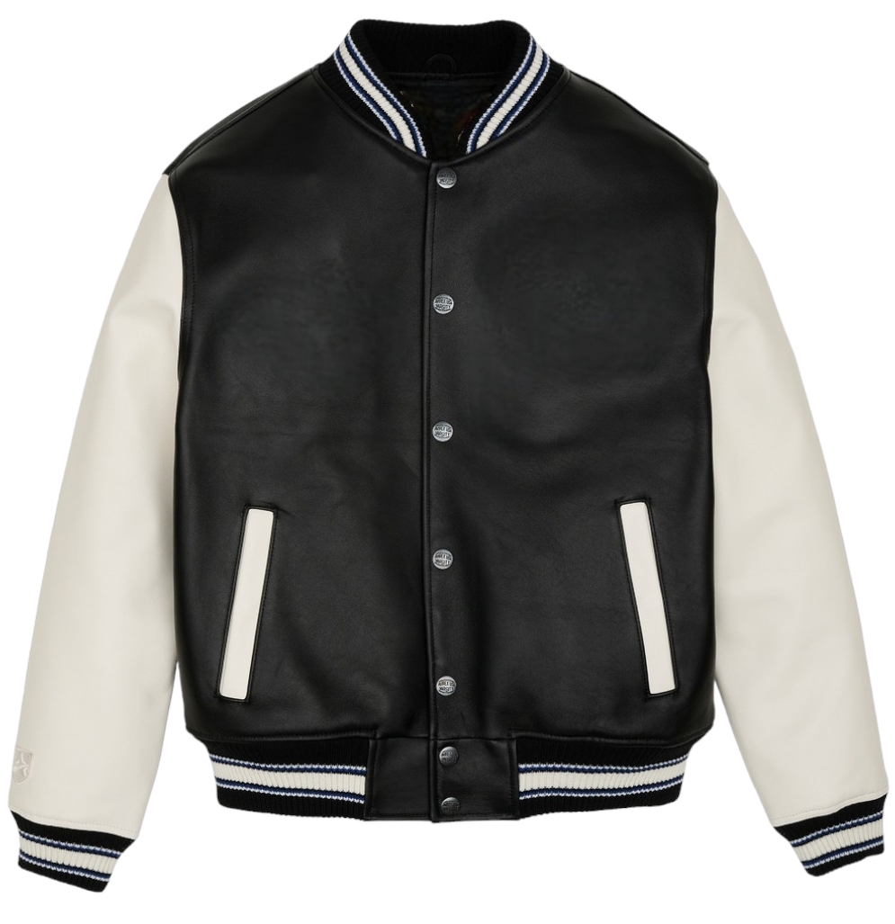 Dune-Leather Golden Dragon Varsity Jacket