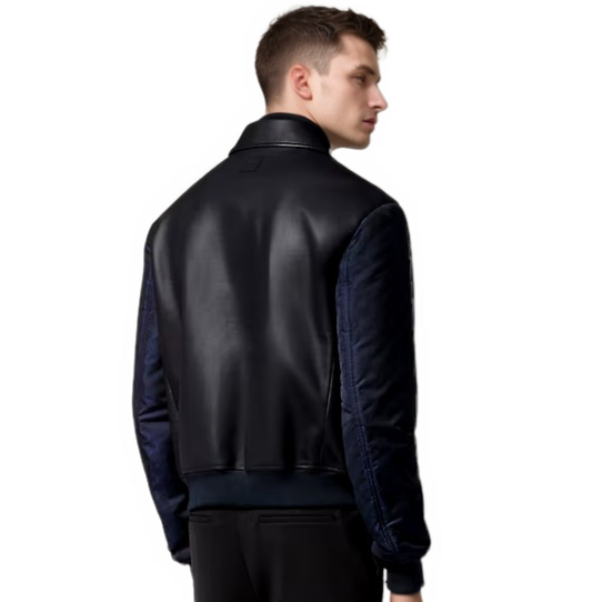 Zeus Black-Leather Star Jacket Plain