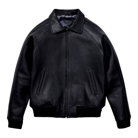 Zeus Black-Leather Star Jacket Plain