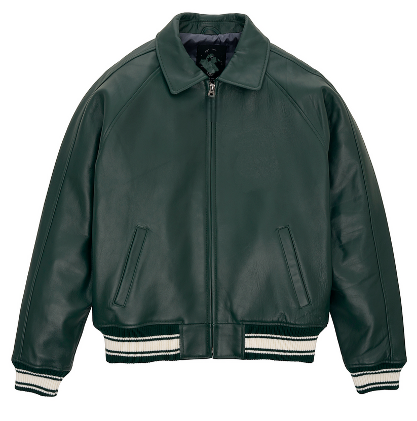 Lunar Green-Leather Star Jacket