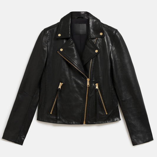 Black Slim Fit Leather Biker Jacket