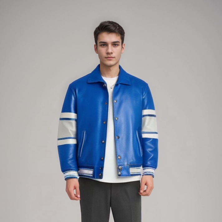 Blueberry Blue-Leather Viking Horizon Jacket