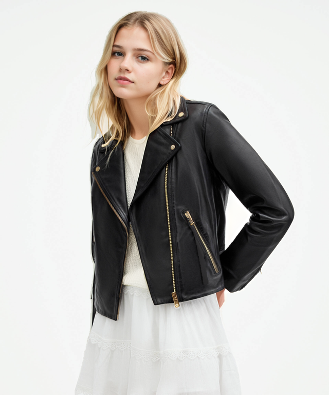 Black Slim Fit Leather Biker Jacket