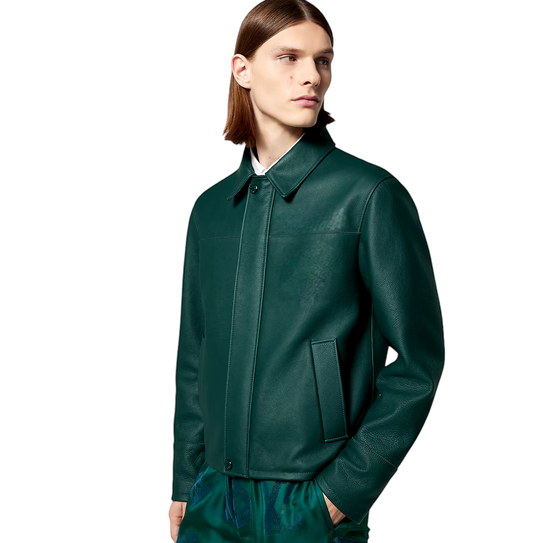 Lunar Green Leather Blouson