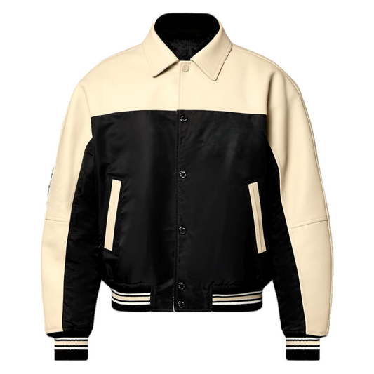 Peach Black Leather Blouson