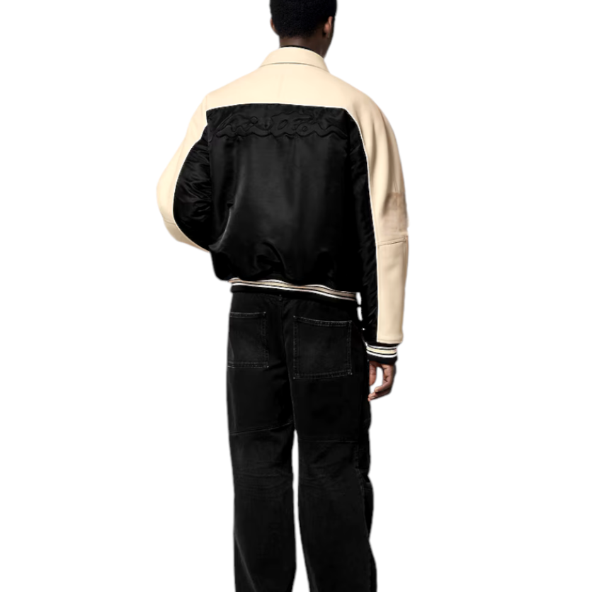 Peach Black Leather Blouson