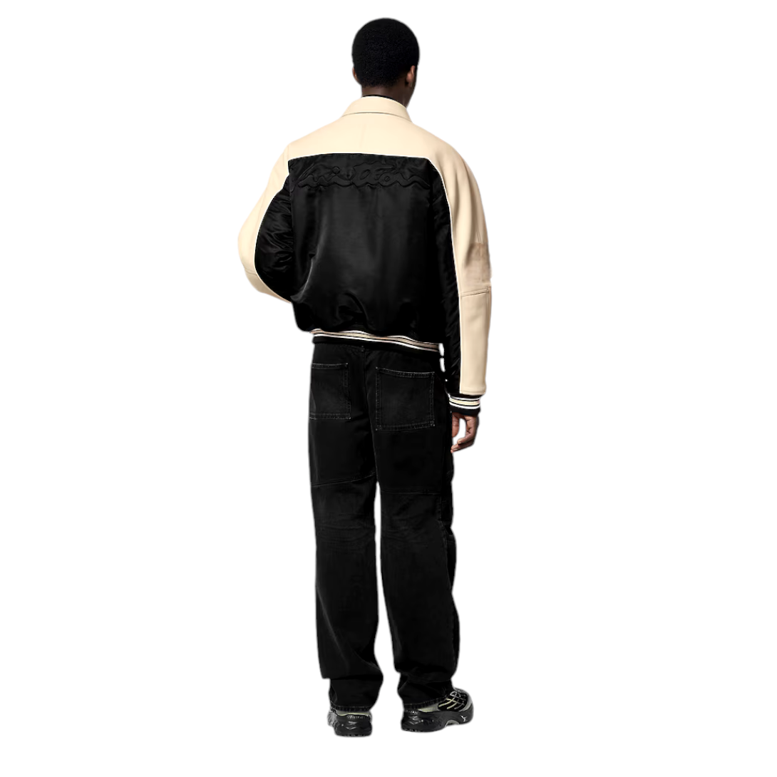 Peach Black Leather Blouson