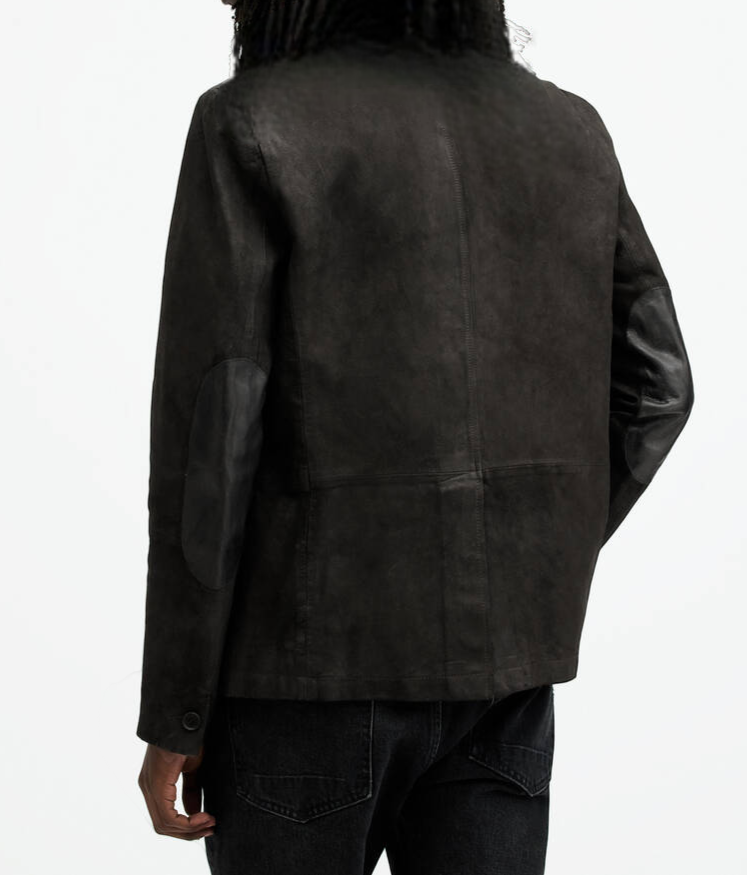 Waxed Black Grey Leather Blouson